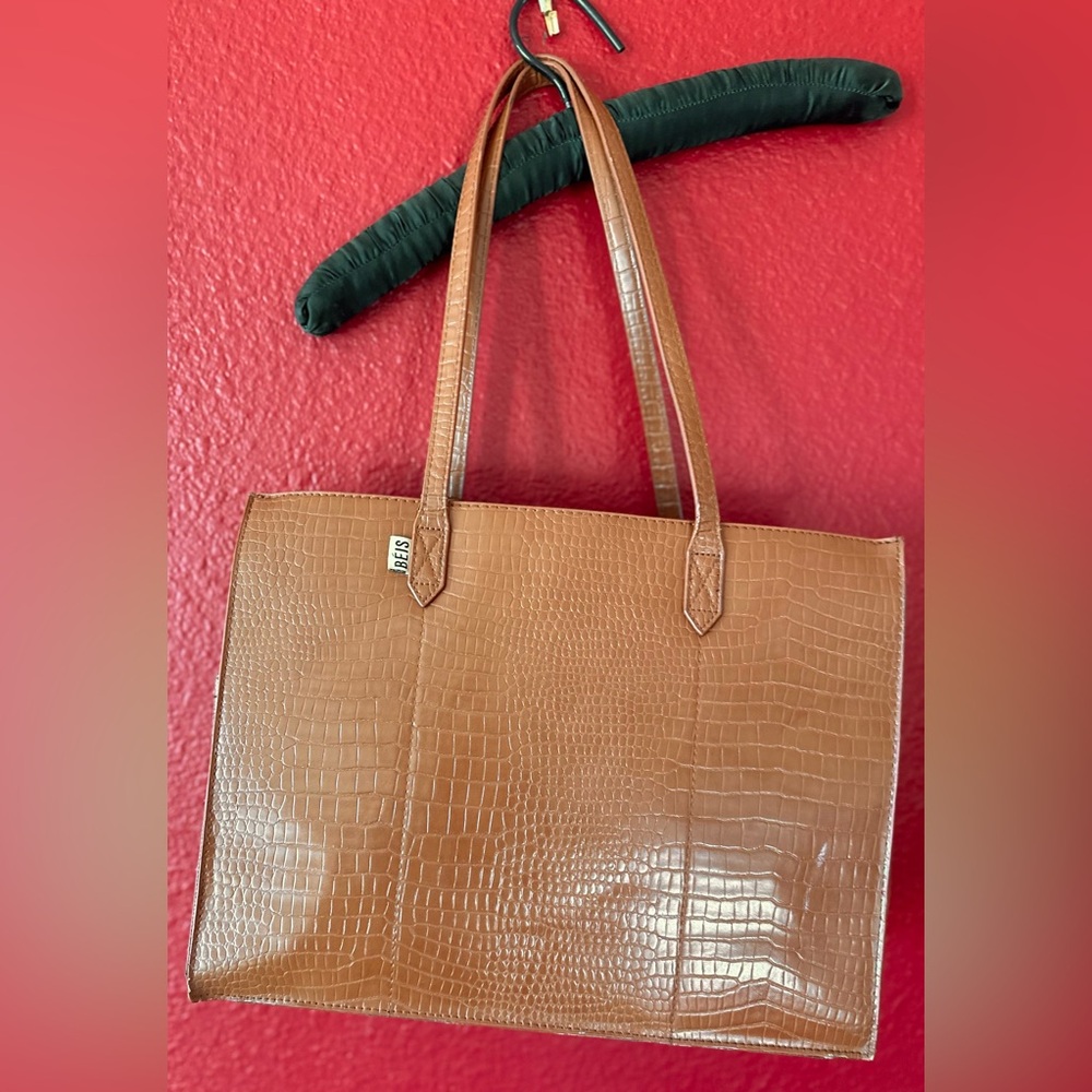 BÉIS Work Tote – Cognac Croc (Discontinued Color) – Gorgeous, Clean, Rare